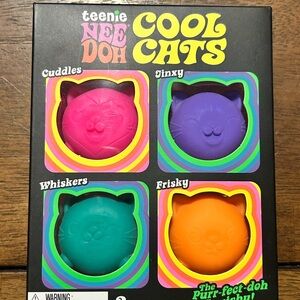 Nee Doh 🔥 Teenie Cool Cats 4-Pack - Pink, Purple, Teal, Orange